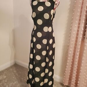 Black with White Polka Dots, Backless Maxi Dress